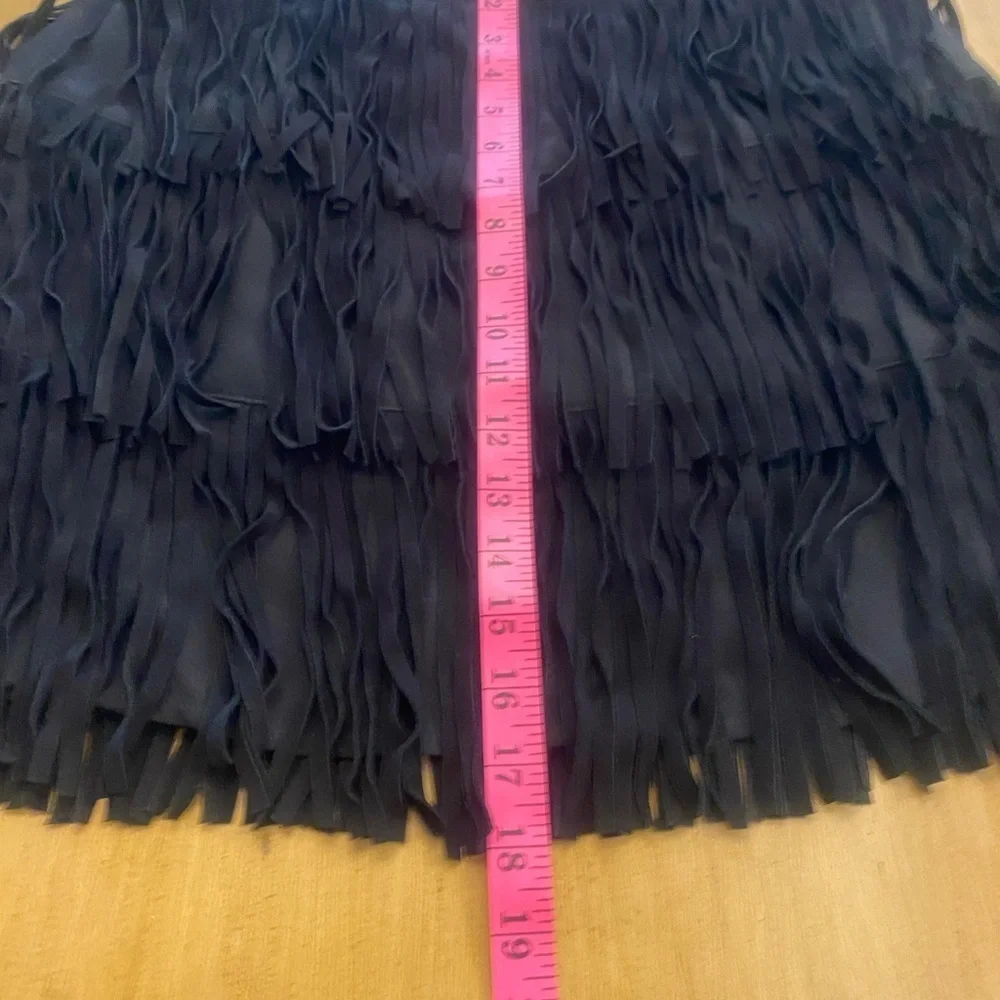Kate Spade Leather Fringe Black Mini Skirt New without Tag size 10